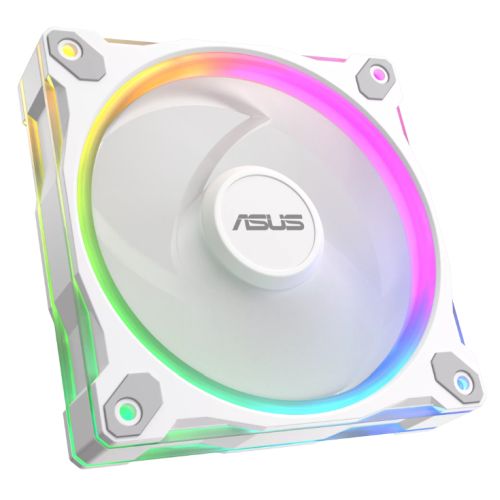 Asus Prime MR120 ARGB Reverse Blade 120mm PWM Case Fan, Sleeve Bearing, 28mm Frame, Dual-Sided Lighting, 1600 RPM, White Asus Prime MR120 ARGB Reverse Blade 120mm PWM Case Fan, Sleeve Bearing, 28mm Frame, Dual-Sided Lighting, 1600 RPM, White